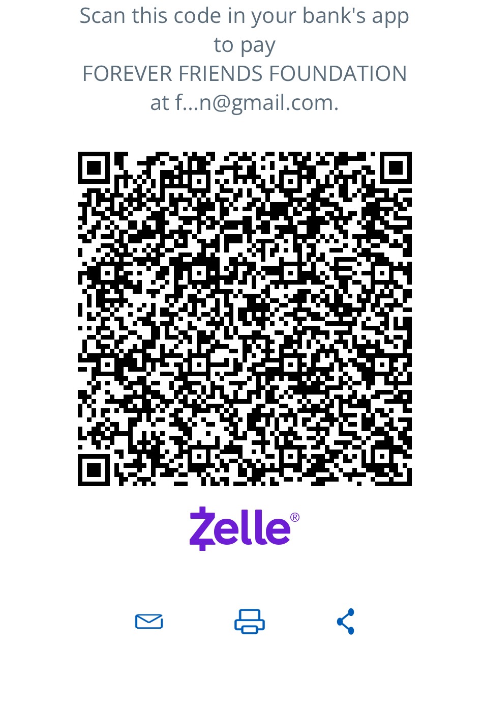 Zelle donation QR code